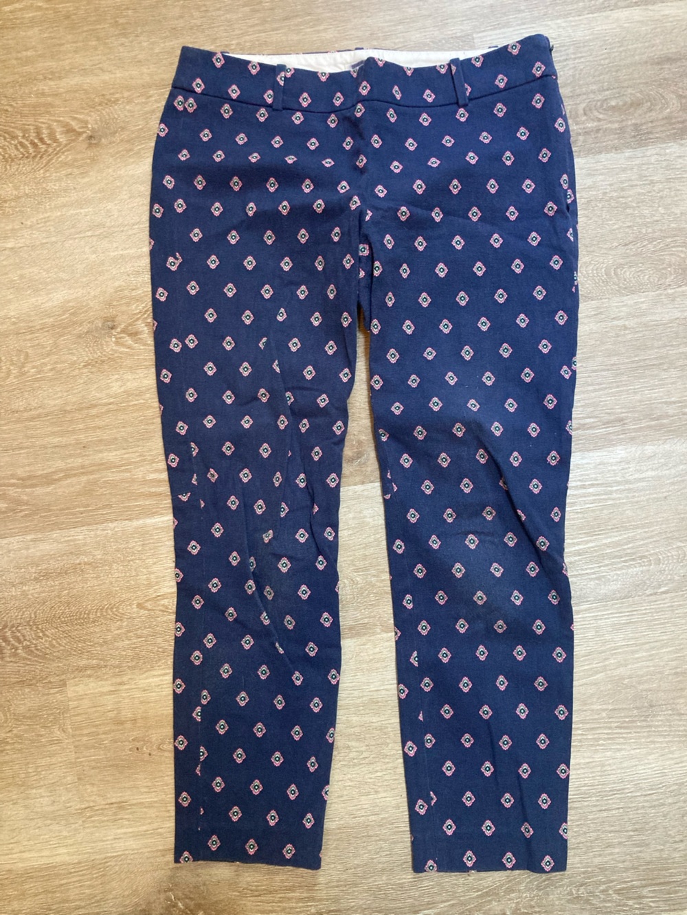 J. Crew Women’s Size 4 Navy Printed Stretch Ankle Dress Pants
